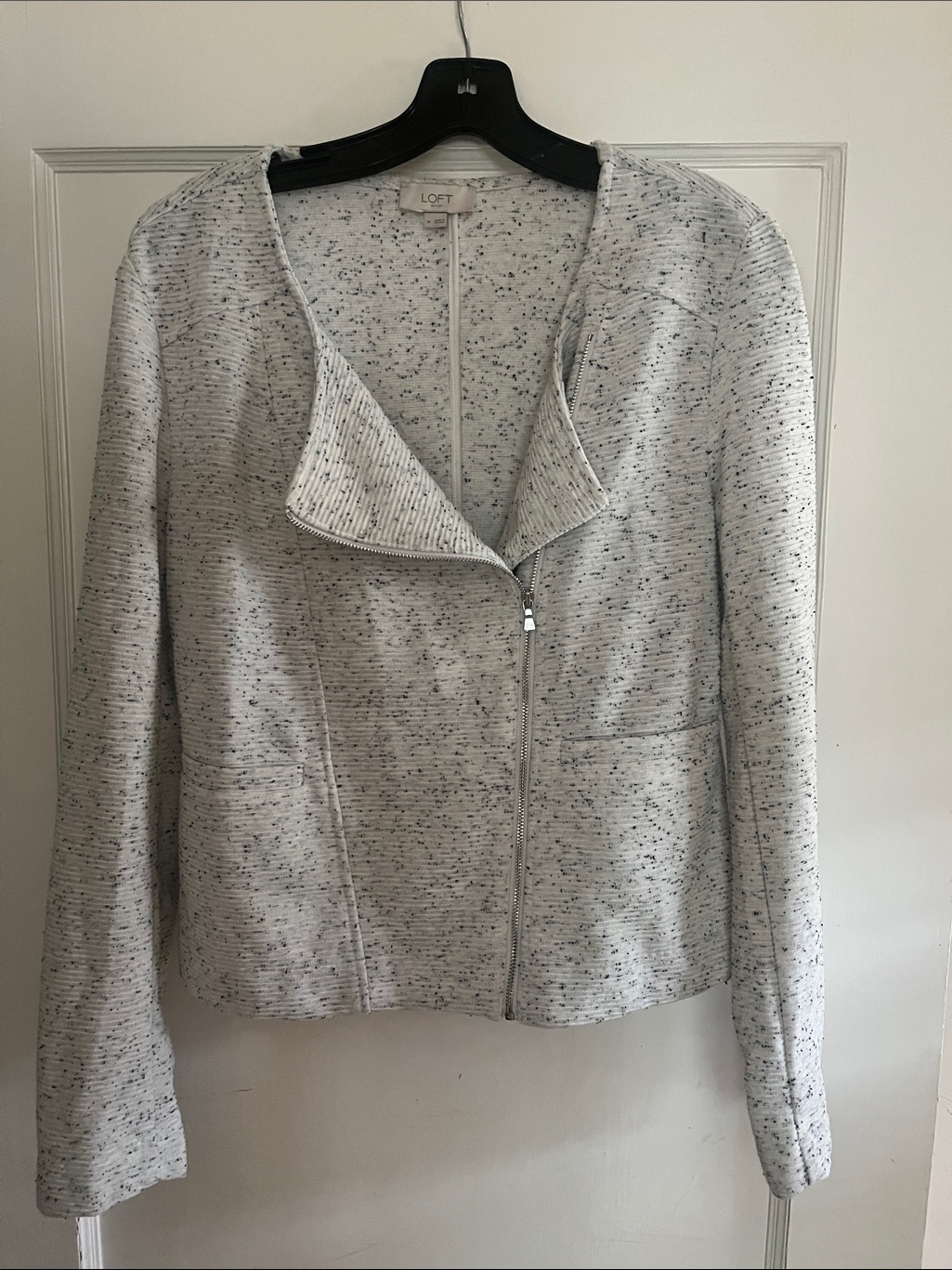 Loft Light Gray Speckled Zip-Front Jacket